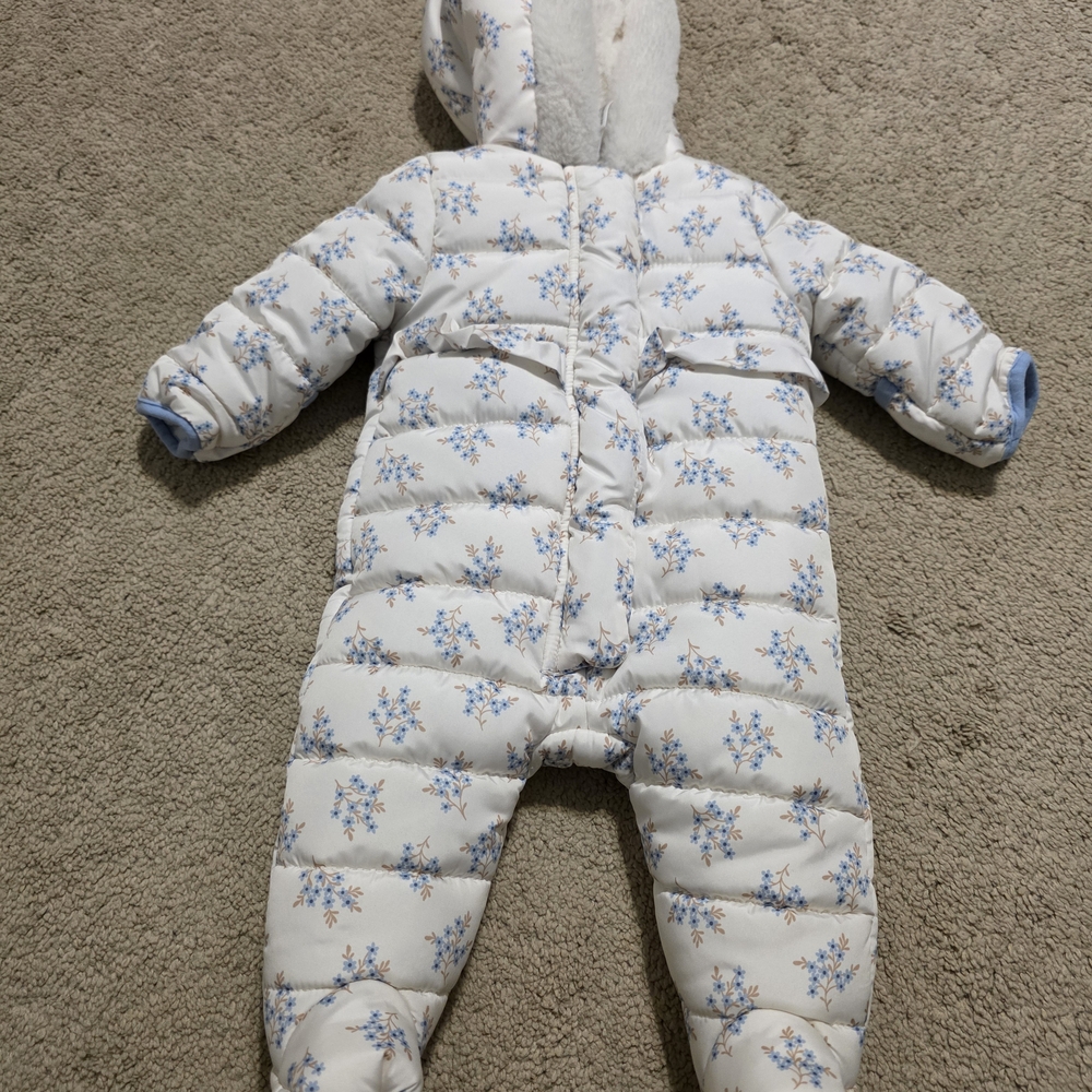 Nicole Miller Baby Floral Puffer Snowsuit – 0–3 Months – Like New